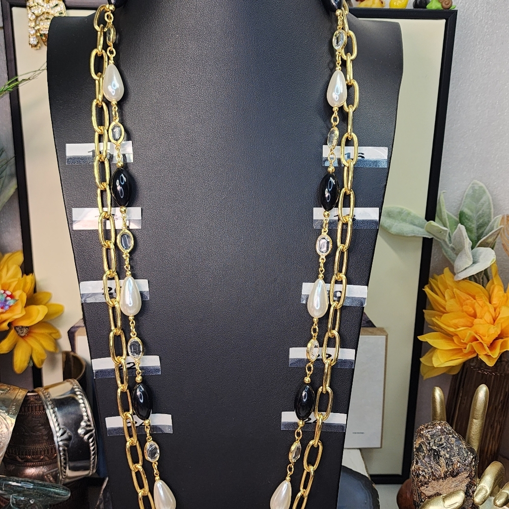 EUC Goldtone Necklace Double Strand 36" - Picture 3 of 7